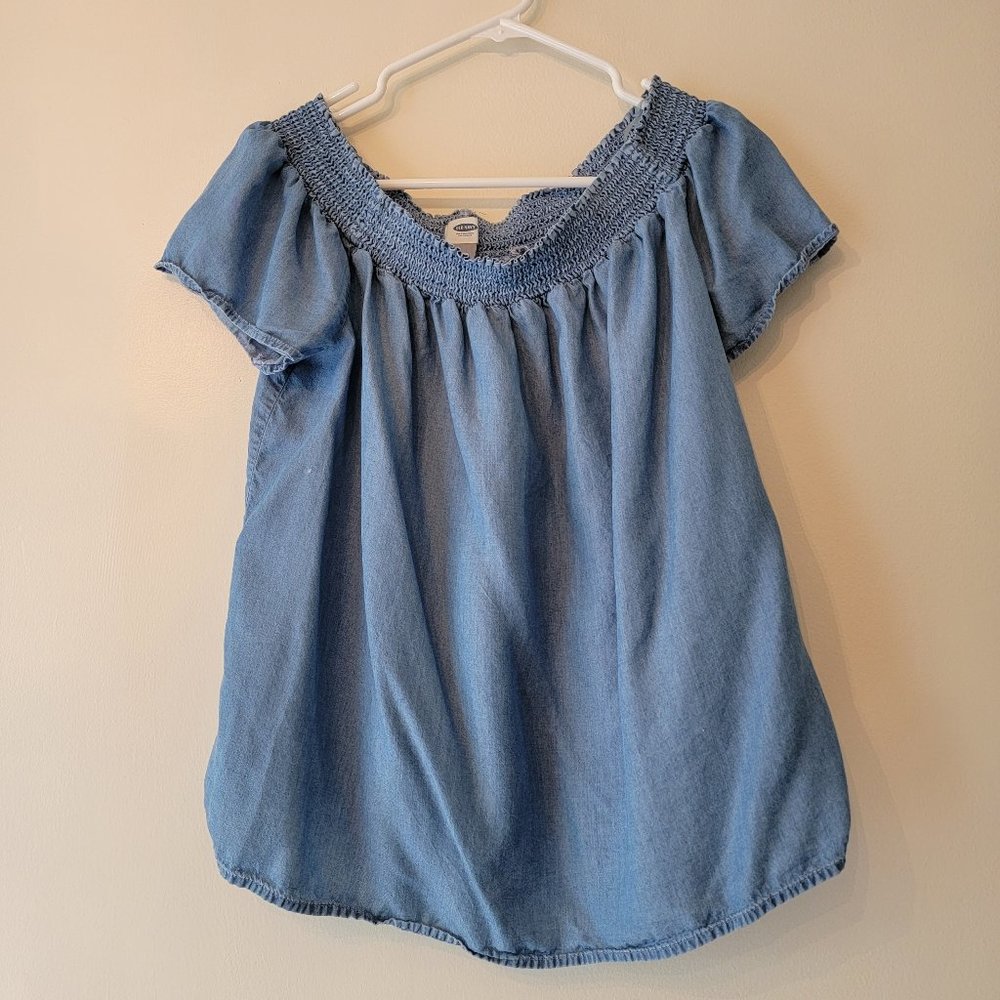 Old Navy, Chambray Off Shoulder Top, Size L